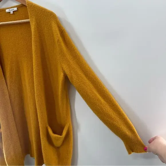 Madewell Mustard Orange Wool Alpaca Blend Boho Open Cardigan Sweater Size Small - Picture 5 of 10